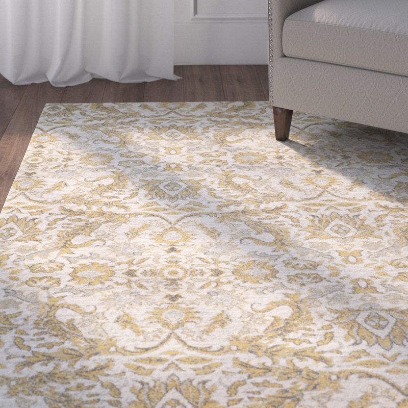Charlton Home Sagebrush Ivory/Gold Area Rug & Reviews Wayfair